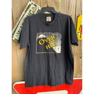 black t-shirt L "Over The Hill" graphic, characteristic of humorous novelty